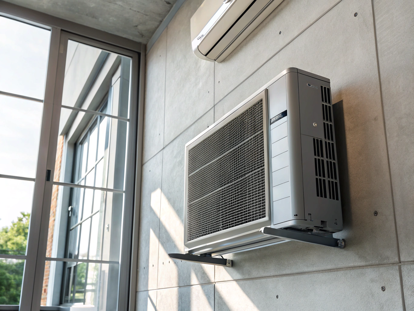 Unité extérieure de climatisation installée avec précision